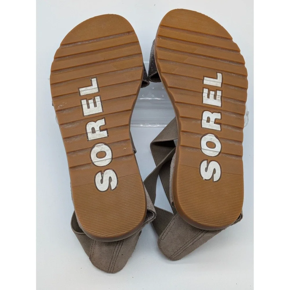 Sorel Ella II Crisscross Sandals Women's Size 9.5 Taupe Metallic Elastic